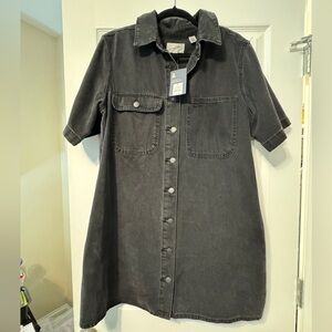 Universal Thread Black Denim Button-Up Dress